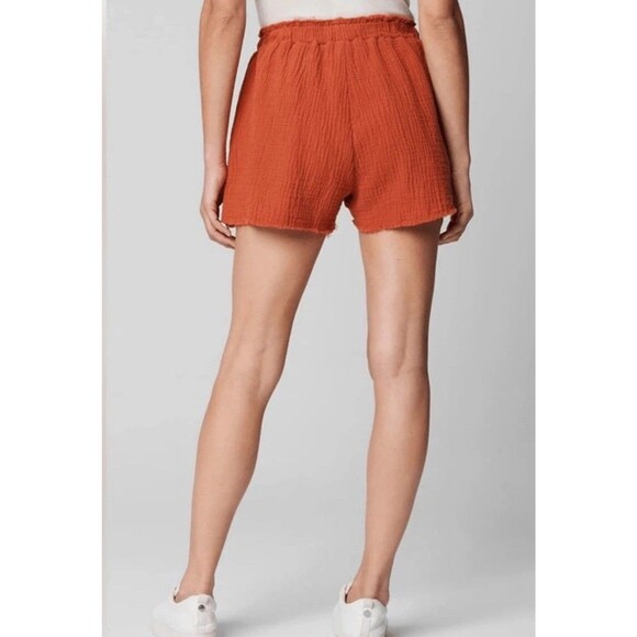 Blank NYC Small Shorts Sunset Escape Short Crinkle Cotton Amber Orange NWT - Picture 2 of 7